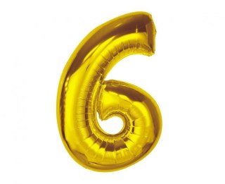 Balon foliowy Smart, cyfra 6, złota, 92 cm Godan (CH-S9Z6)