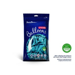 Balon gumowy metalizowany niebieski Partydeco (SB12M-083)