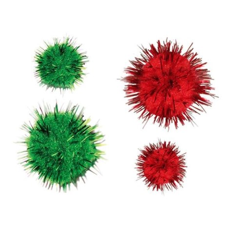Pompony Craft-Fun Series brokatowe zielono-czerwony 30 szt Titanum (282932)