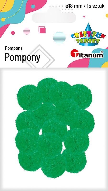 Pompony Craft-Fun Series zielone 15 szt Titanum (352535)