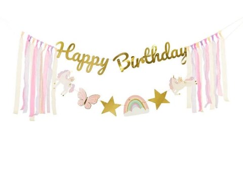Baner Happy Birthday Jednorożec, 230x17.5 cm Partydeco (GRL120)