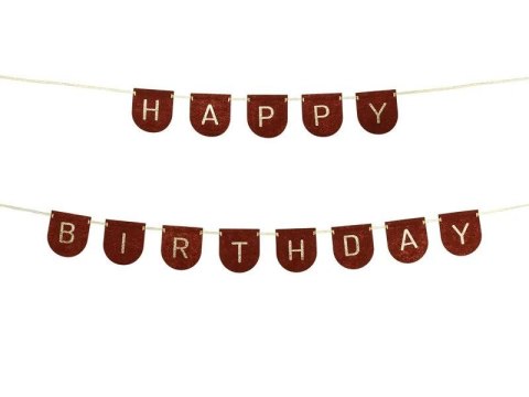 Baner filcowy Happy Birthday Boy, brązowy, 3m Partydeco (GRLF2)