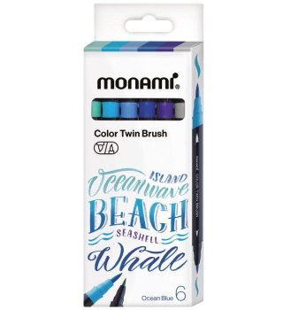 Flamaster Ocean Blue dwustronny wodny z pędzelkami 20520095060 6 kol. Monami (170-2782)