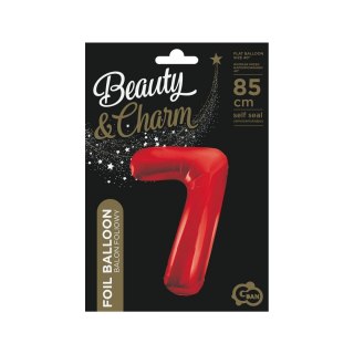 Balon foliowy cyfra 7 czerwona 85cm 40cal Godan (BCHCW7)