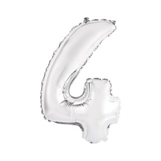 Balon foliowy cyfra 4 srebrny 35 cm 16cal Godan (FG-C35S4)