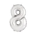 Balon foliowy cyfra 8 srebrny 35 cm 8cal Godan (FG-C35S8)