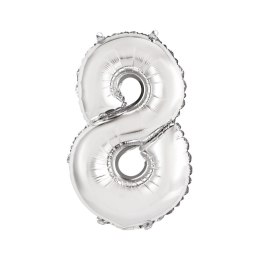 Balon foliowy cyfra 8 srebrny 35 cm 8cal Godan (FG-C35S8)