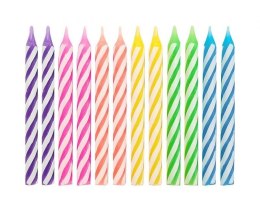 Świeczka urodzinowa kolorowe w białe paski, 24szt., 6 cm. Godan (SU-KP24)