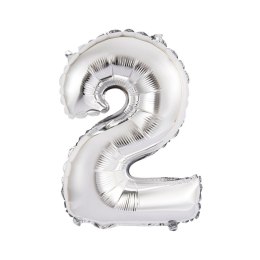 Balon foliowy cyfra 2 srebrny 35 cm 16cal Godan (FG-C35S2)