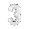 Balon foliowy cyfra 3 srebrny 35 cm Godan (FG-C35S3)