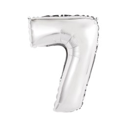 Balon foliowy cyfra 7 srebrny 35 cm 35cal Godan (FG-C35S7)