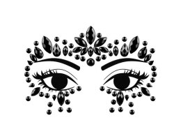 Kryształki Dekoracja na twarz Kryształki, czarne, 15x9cm czarny Partydeco (NDT2-010)