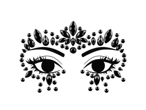 Kryształki Dekoracja na twarz Kryształki, czarne, 15x9cm czarny Partydeco (NDT2-010)