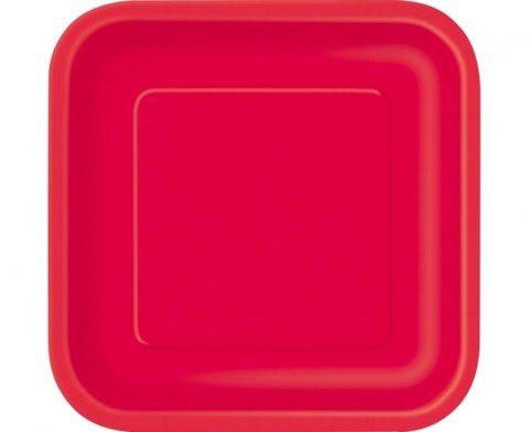Talerz jednorazowy czerwone, kwadratowe papier śr. 180mm 16 szt Godan (31502EU)