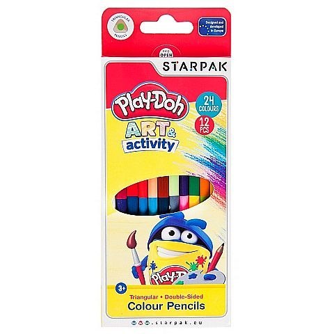 Kredki ołówkowe Play Doh trójkątne, 2-stronne, 24 kolory 24 kol. Starpak (453908)
