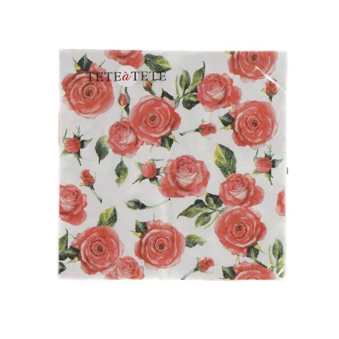Serwetki Rose Style biało-czerwony bibuła [mm:] 330x330 Paw (TL700500)