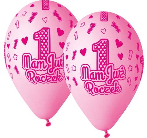 Balon foliowy Mam już roczek 13 cali, 5 szt. Godan (GS120/MJRR)