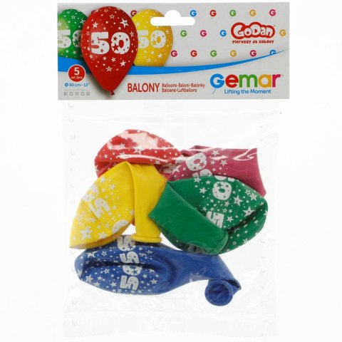 Balon gumowy Z NADRUKIEM 5 szt mix 12cal Godan (GS110/50)