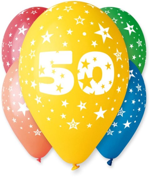 Balon gumowy Z NADRUKIEM 5 szt mix 12cal Godan (GS110/50)