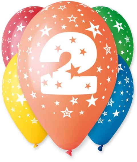 Balon gumowy Z NADRUKIEM 5 szt mix 300mm 12cal Godan (GS110/2)