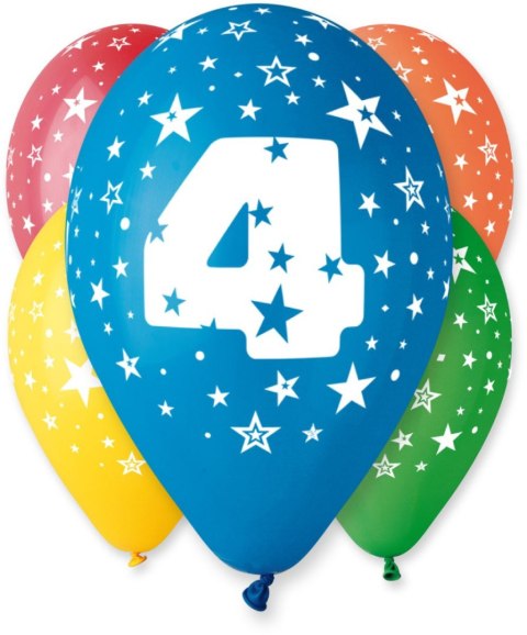 Balon gumowy Z NADRUKIEM 5 szt mix 300mm 12cal Godan (GS110/4)