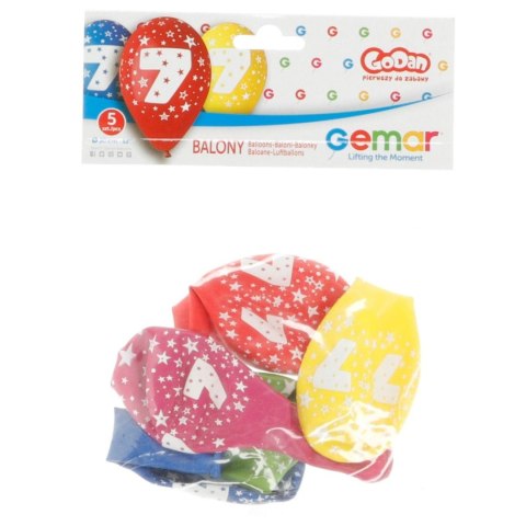 Balon gumowy Z NADRUKIEM 5 szt mix Godan (GS110/7)