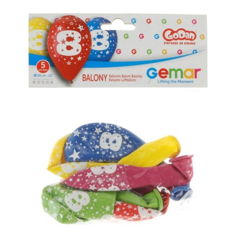 Balon gumowy Z NADRUKIEM 5 szt mix Godan (GS110/8)