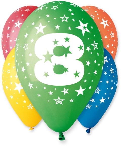 Balon gumowy Z NADRUKIEM 5 szt mix Godan (GS110/8)