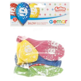 Balon gumowy Z NADRUKIEM 5 szt mix Godan (GS110/9)