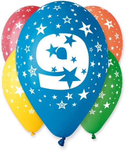 Balon gumowy Z NADRUKIEM 5 szt mix Godan (GS110/9)