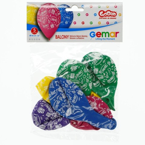 Balon gumowy premium sto lat op 5 szt mix 300mm 12cal Godan (gs110/psl)