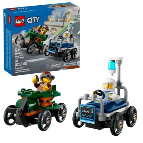 Klocki konstrukcyjne City Zestaw wyścigówek: samolot kontra łóżko szpitalne Lego (60459)