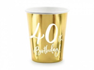 Kubek jednorazowy 40th Birthday, złoty papier 220ml Partydeco (KPP73-40-019M-EU1)