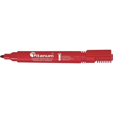 Marker permanentny wkład czerwony 2,0mm okrągła końcówka Titanum (PY1026-02)