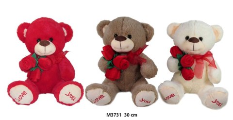 Pluszak miś z różą 3 kolory [mm:] 300 Sun-Day (166425)