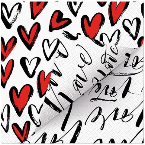 Serwetki Lunch Double Design Fall in love mix nadruk bibuła [mm:] 330x330 Paw (SDLD000800)