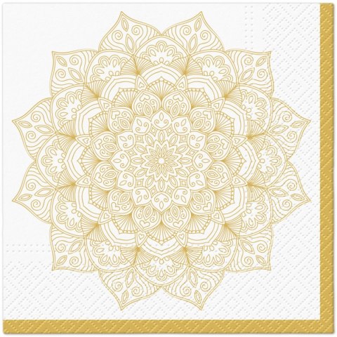 Serwetki Lunch Mandala Golden mix nadruk bibuła [mm:] 330x330 Paw (SDL146900)