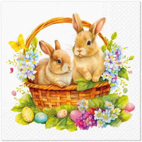 Serwetki TaT Wielkanoc Bunnies In Basket mix bibuła [mm:] 330x330 Paw (TL126700)