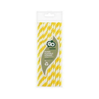 Słomka papierowe, łamane, żółte paski 6x200 mm/12szt. 12 szt Godan (RP-LT12)