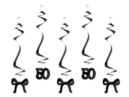 Dekoracja Świderki na 50 urodziny z kokardkami, 50cm, czarne Partydeco (SWID7-50-010)