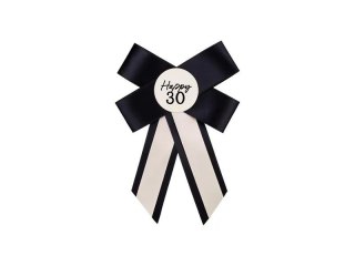 Kotylion na 30 urodziny, kremowo-czarny, 11x17 cm Partydeco (KOP2-30)