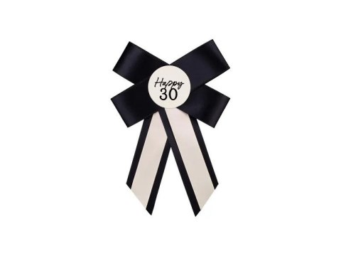 Kotylion na 30 urodziny, kremowo-czarny, 11x17 cm Partydeco (KOP2-30)