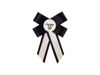 Kotylion na 18 urodziny, kremowo-czarny, 11x17 cm Partydeco (KOP2-18)
