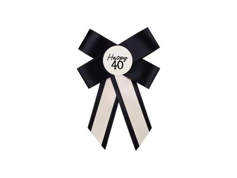 Kotylion na 40 urodziny, kremowo-czarny, 11x17 cm Partydeco (KOP2-40)