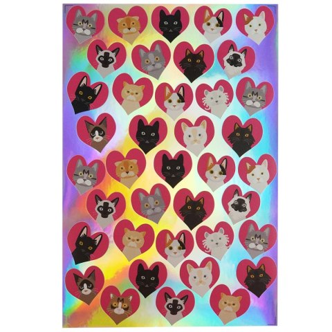 Naklejka (nalepka) serduszka z kotami Arpex (WA3841)