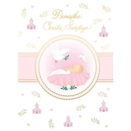 Kartka składana Karnet B6 Chrzest z kieszonka różowy B6 Henry (5907465661157)