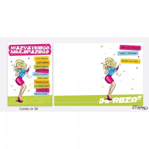 Kartka składana Comic Urodzinowy dla dziewczyny B6 Ev-corp (STKC-030)