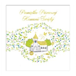 Kartka składana KARNET KW KOMUNIA TŁ KOSCIÓŁ ZŁOTY kw Henry (5907465664998)