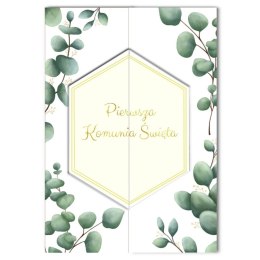 Kartka składana Karnet A5 KOMUNIA ROZ EUKALIPTUS A5 Henry (5907465664905)