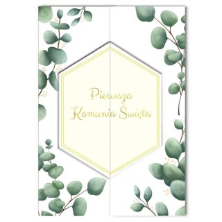 Kartka składana Karnet A5 KOMUNIA ROZ EUKALIPTUS A5 Henry (5907465664905)